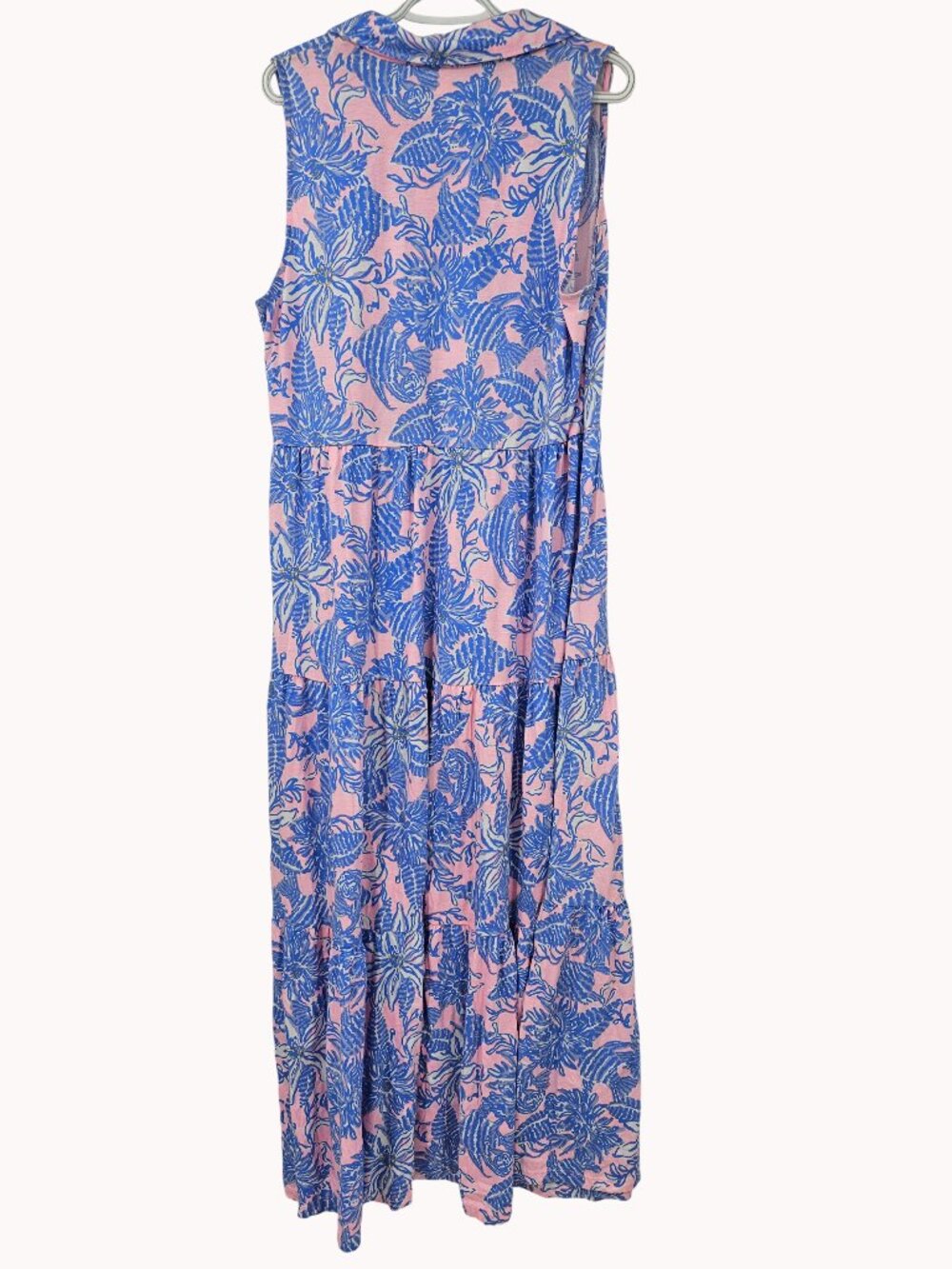 Lilly Pulitzer Riegan Maxi Dress Capri Blue Women's Size L Tiered Preppy Summer - Picture 5 of 14